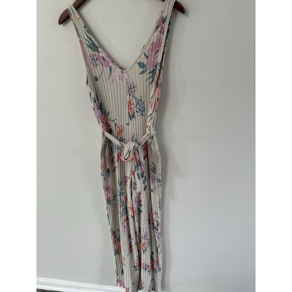 Gilly Hicks Wide Leg Ribbed Jumpsuit Sleeveless Belted Relaxed Fit Boho Casual